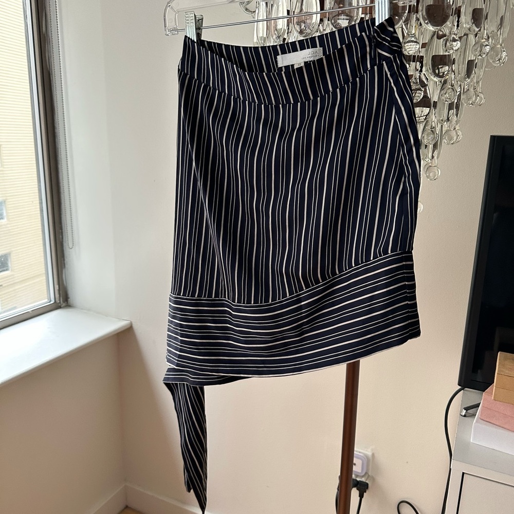 J.O.A. Blue and White Asymmetrical Skirt